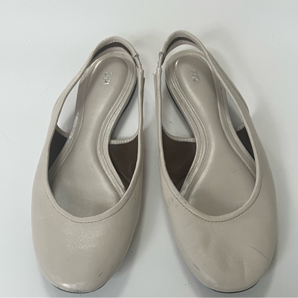 Zara Women's Cream Slingback Flats 37